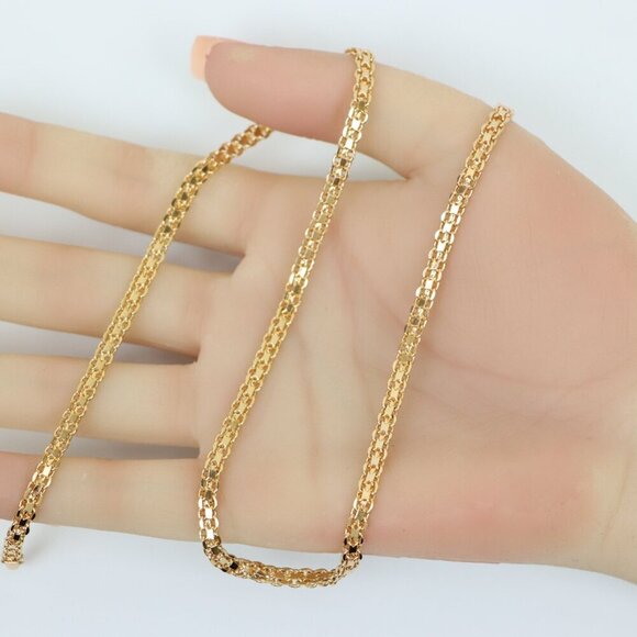 "Classic Rose Gold Flat Link Chain Necklace for Everyday Elegance, XPNL0166 - Picture 4 of 12